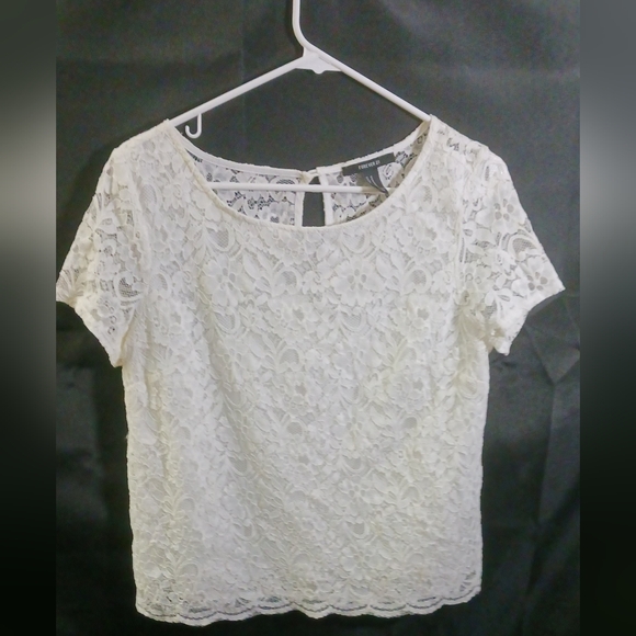Forever 21 white lace blouse sz med - Picture 5 of 7
